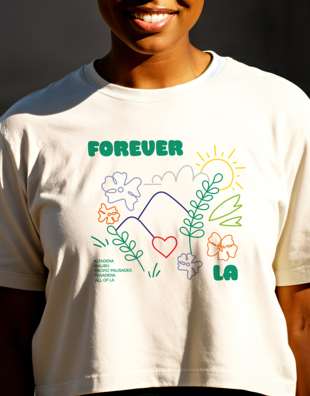 Forever LA Cropped T-Shirt - Cement