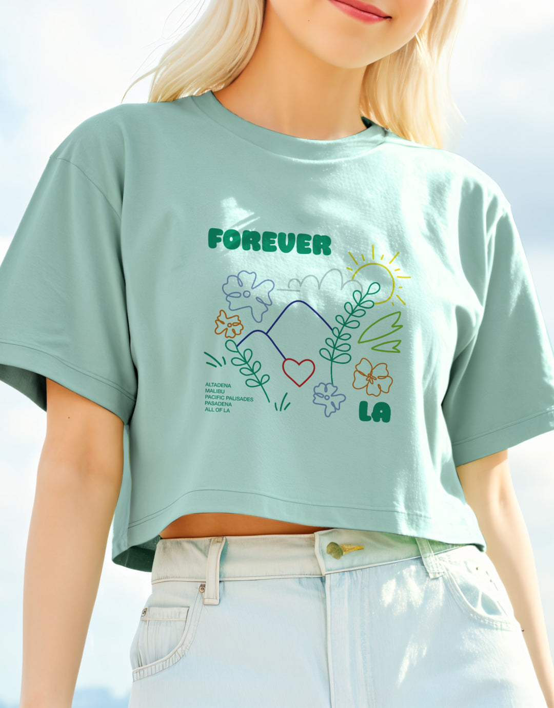 Forever LA Cropped T-Shirt - Green